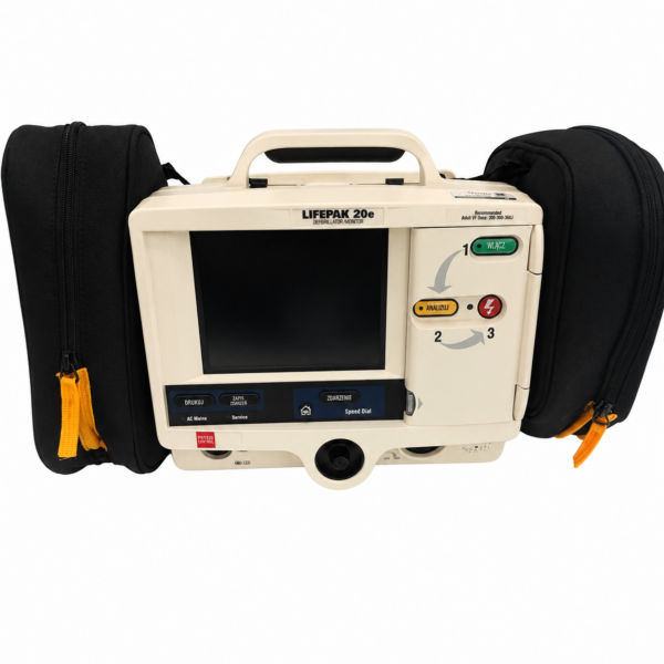 Defibrylator Lifepak 20e w zestawie jak na foto.