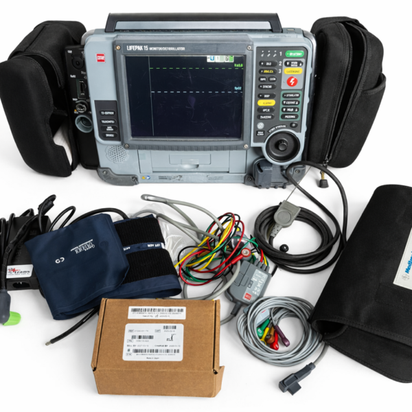 Defibrylator Lifepak 15 z okablowaniem i zasilaczem karetkowym 2012r.